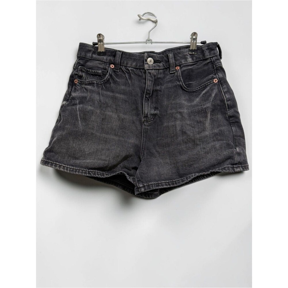 American Eagle Curvy Mom Shorts Black Wash High Rise Denim Shorts Size 4